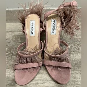 Steve Madden Fefe feather heels. Dusty rose color. Size 7.5